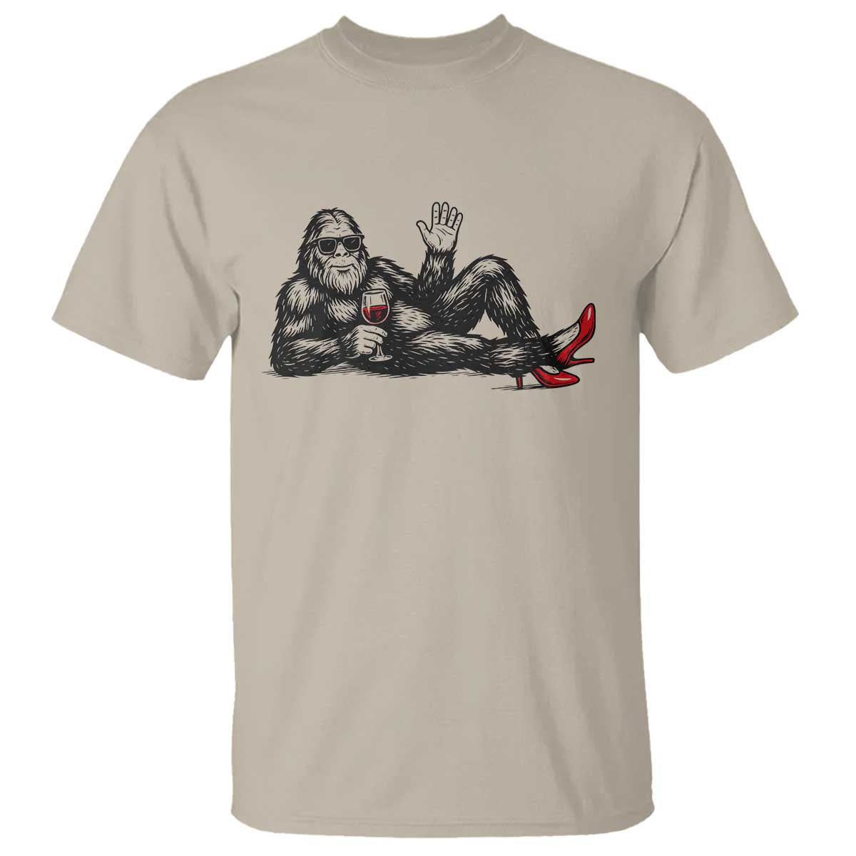 Funny Sassquatch Sexy T Shirt Bigfoot With Cocktail Party Humor TS12 Sand Print Your Wear