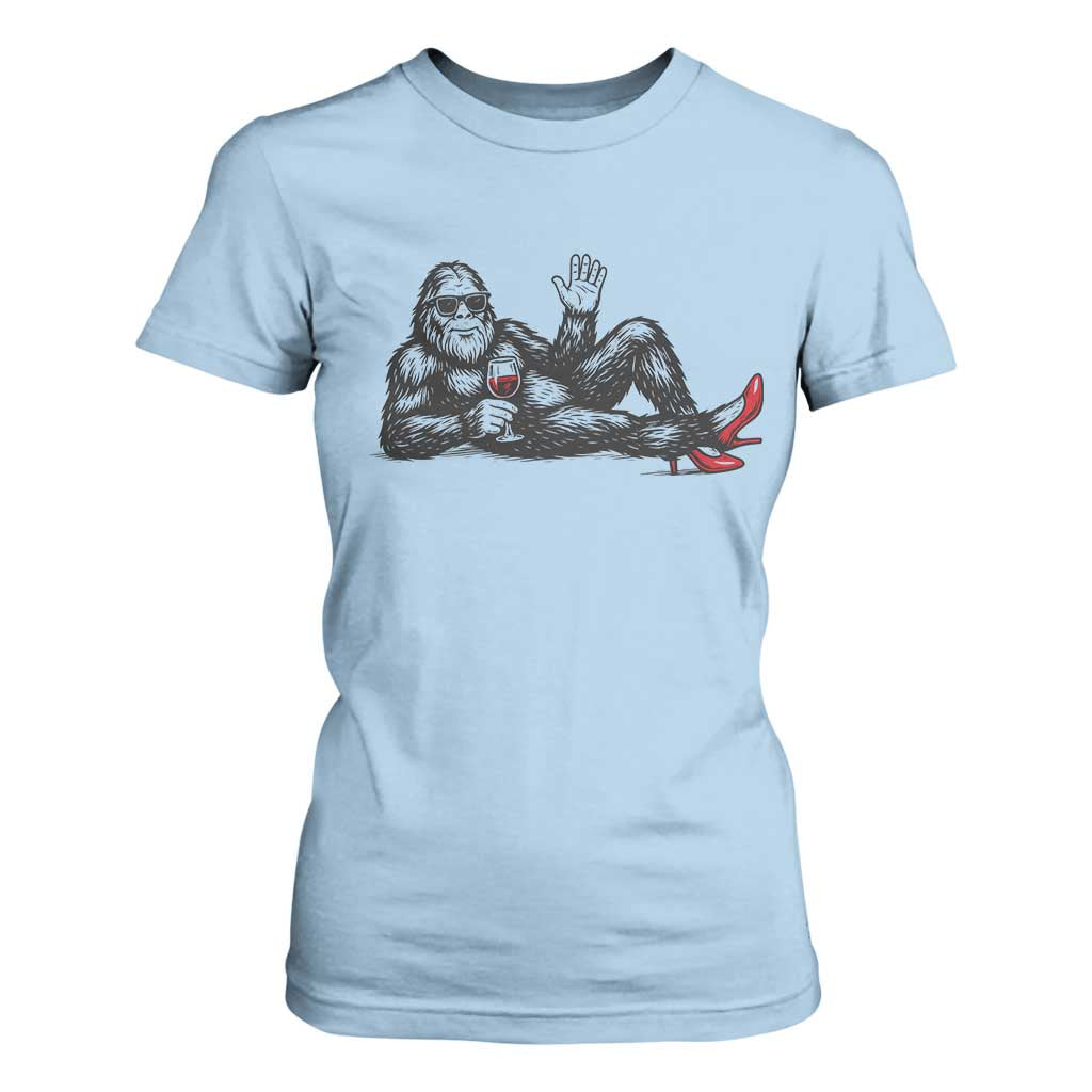 Funny Sassquatch Sexy T Shirt For Women Bigfoot With Cocktail Party Humor TS12 Light Blue Print Your Wear
