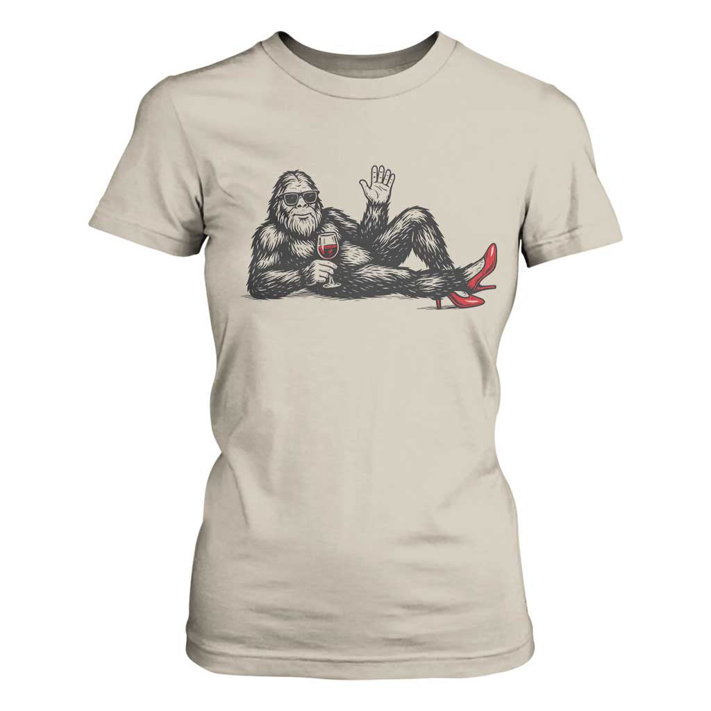 Funny Sassquatch Sexy T Shirt For Women Bigfoot With Cocktail Party Humor TS12 Sand Print Your Wear