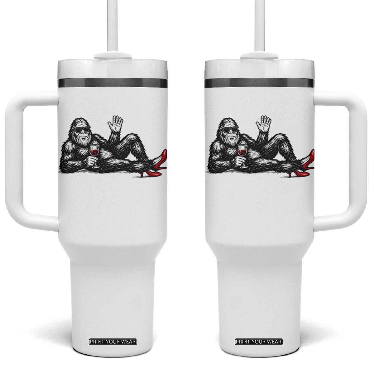 Funny Sassquatch Sexy Tumbler With Handle Bigfoot With Cocktail Party Humor TS12 One Size: 40 oz White Print Your Wear