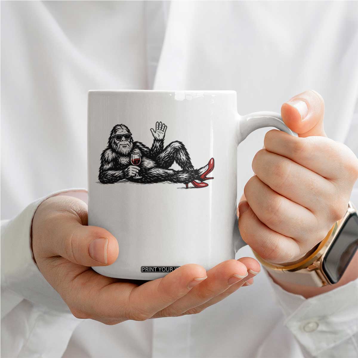 Funny Sassquatch Sexy Coffee Mug Bigfoot With Cocktail Party Humor TS12 Print Your Wear