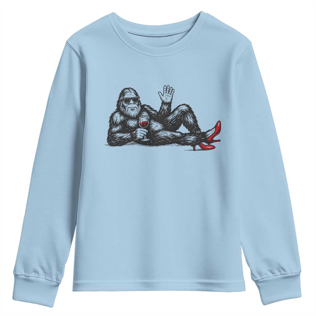 Funny Sassquatch Sexy Youth Sweatshirt Bigfoot With Cocktail Party Humor TS12 Light Blue Print Your Wear