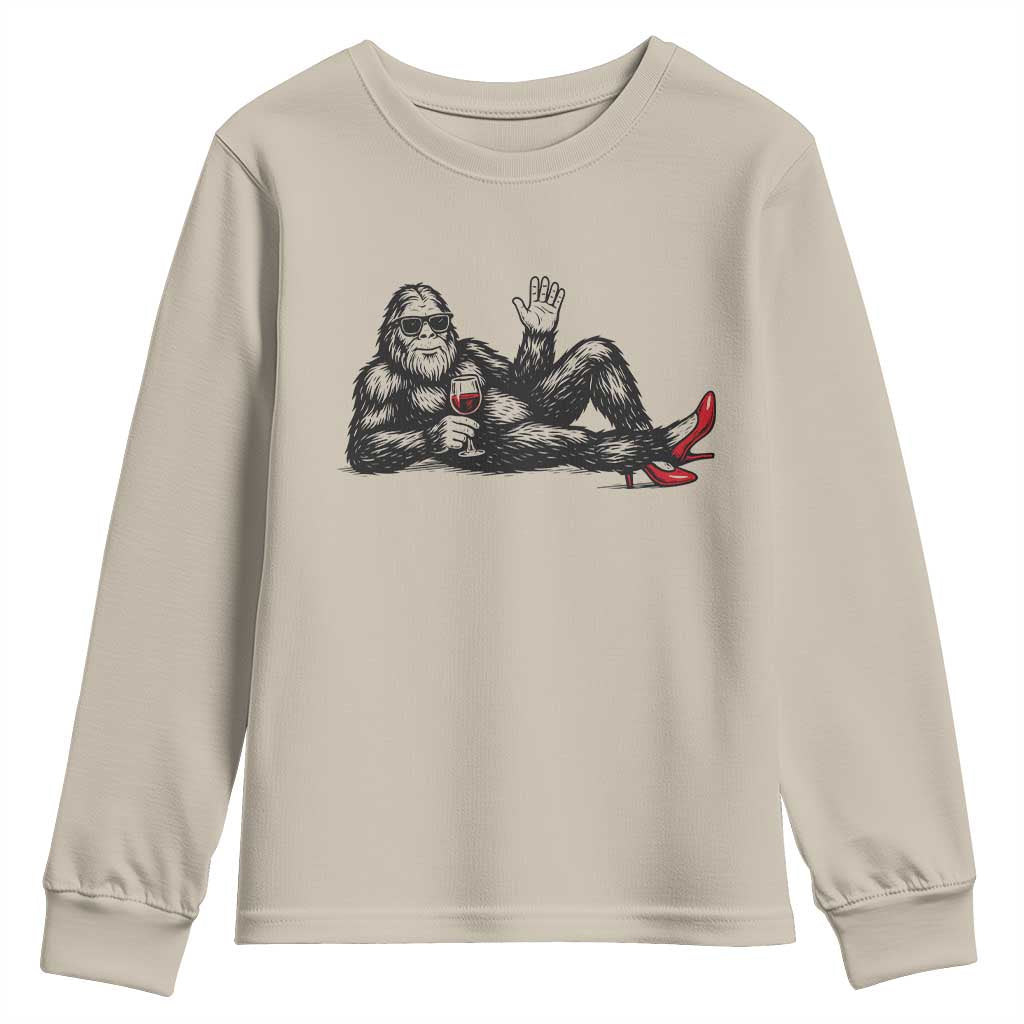 Funny Sassquatch Sexy Youth Sweatshirt Bigfoot With Cocktail Party Humor TS12 Sand Print Your Wear