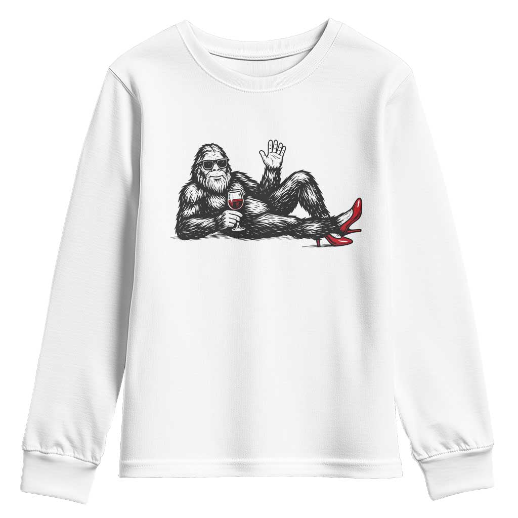 Funny Sassquatch Sexy Youth Sweatshirt Bigfoot With Cocktail Party Humor TS12 White Print Your Wear