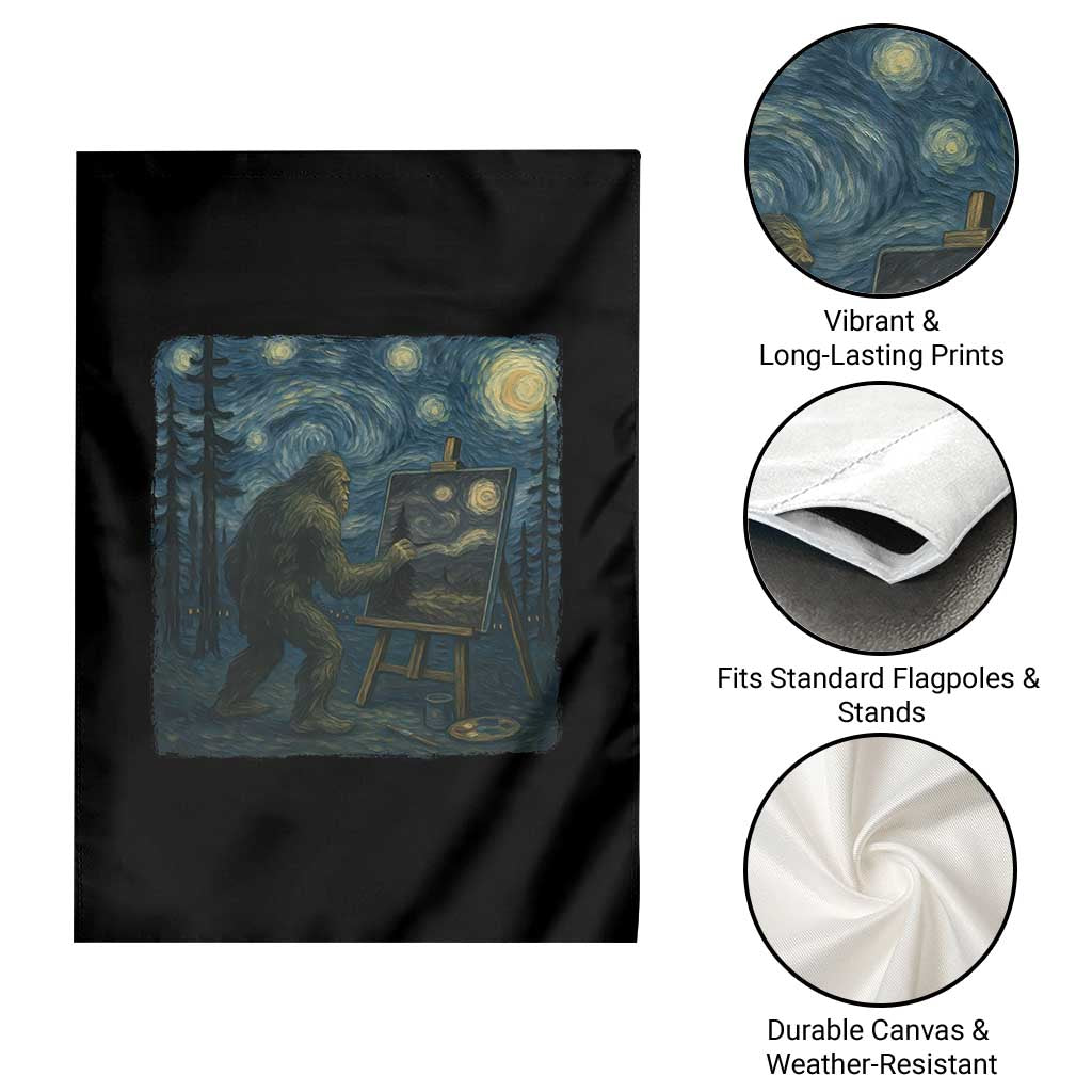 Funny Bigfoot Painting Starry Night Art Parody Gift Garden Flag TS12 Print Your Wear