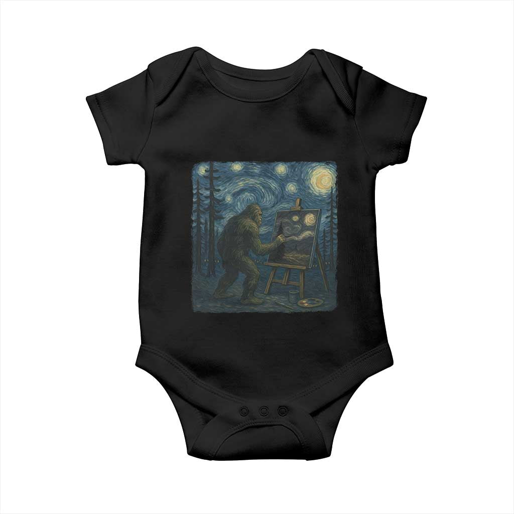 Funny Bigfoot Painting Starry Night Art Parody Gift Baby Onesie TS12 Black Print Your Wear