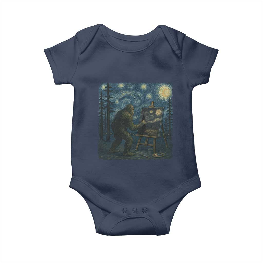 Funny Bigfoot Painting Starry Night Art Parody Gift Baby Onesie TS12 Navy Print Your Wear