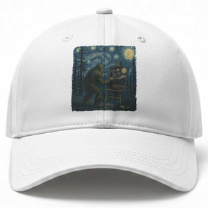 Funny Bigfoot Painting Starry Night Art Parody Gift Baseball Cap TS12 Print Your Wear