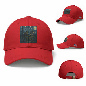 Funny Bigfoot Painting Starry Night Art Parody Gift Baseball Cap TS12 Baseball Cap Universal Fit Red Print Your Wear