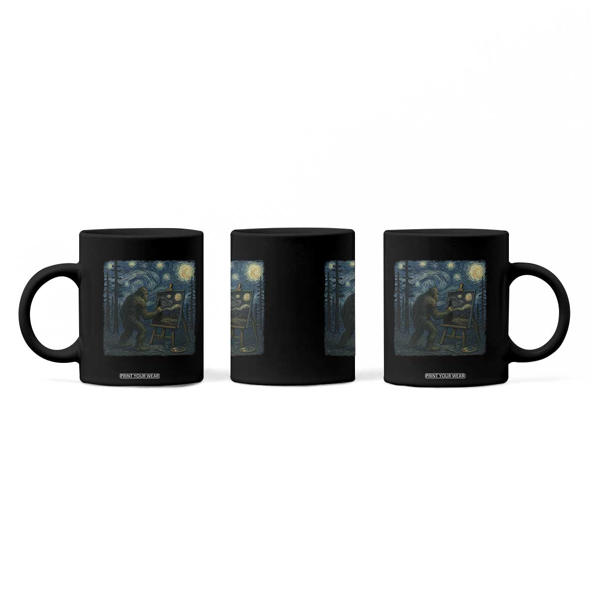 Funny Bigfoot Painting Starry Night Art Parody Gift Coffee Mug TS12 Print Your Wear