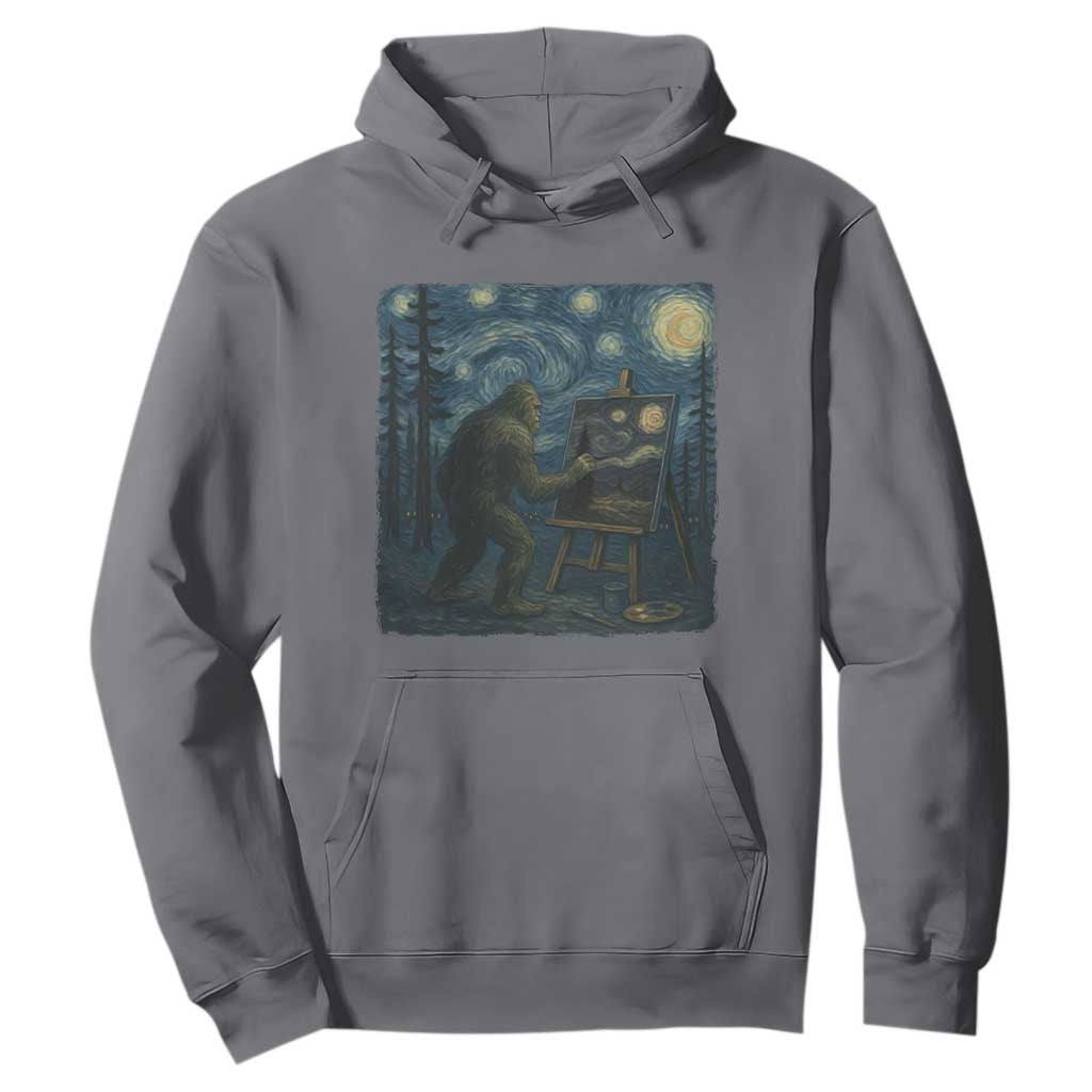Funny Bigfoot Painting Starry Night Art Parody Gift Hoodie TS12 Charcoal Print Your Wear
