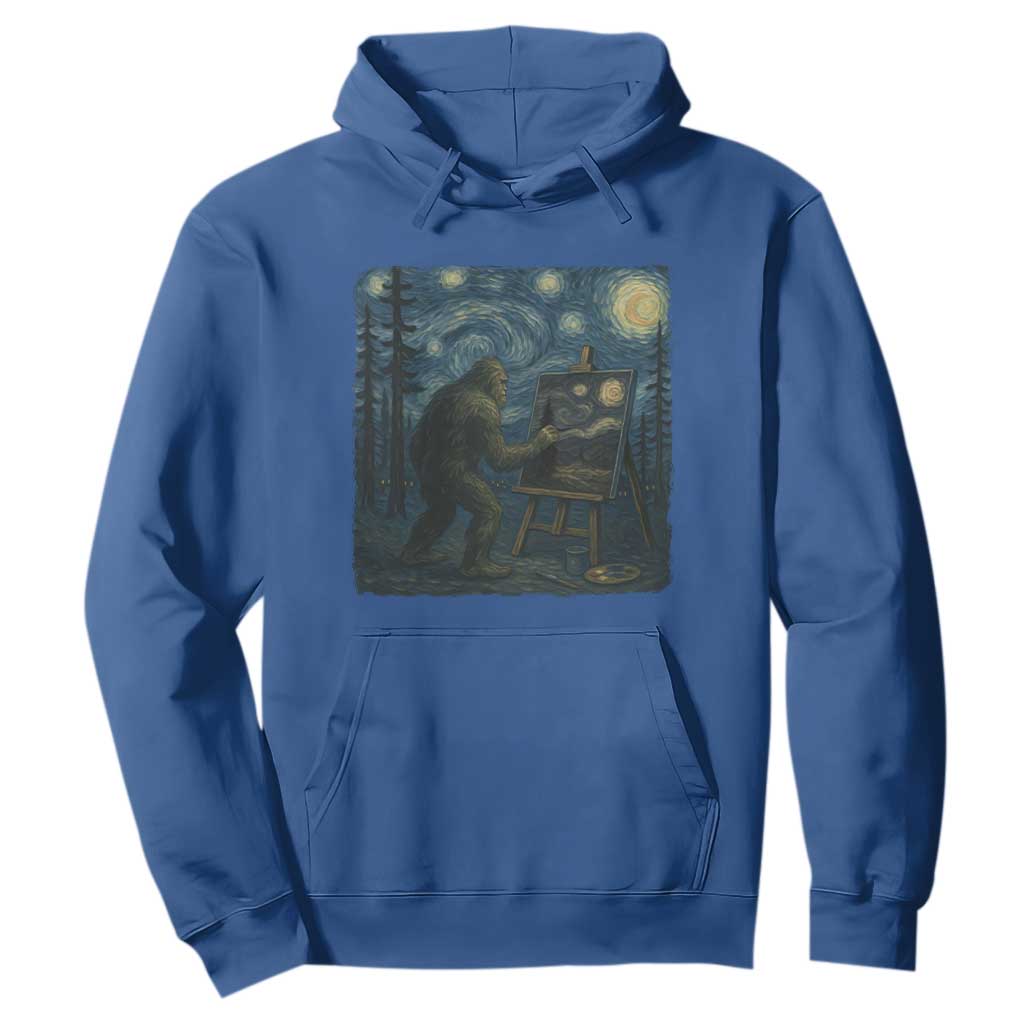 Funny Bigfoot Painting Starry Night Art Parody Gift Hoodie TS12 Royal Blue Print Your Wear
