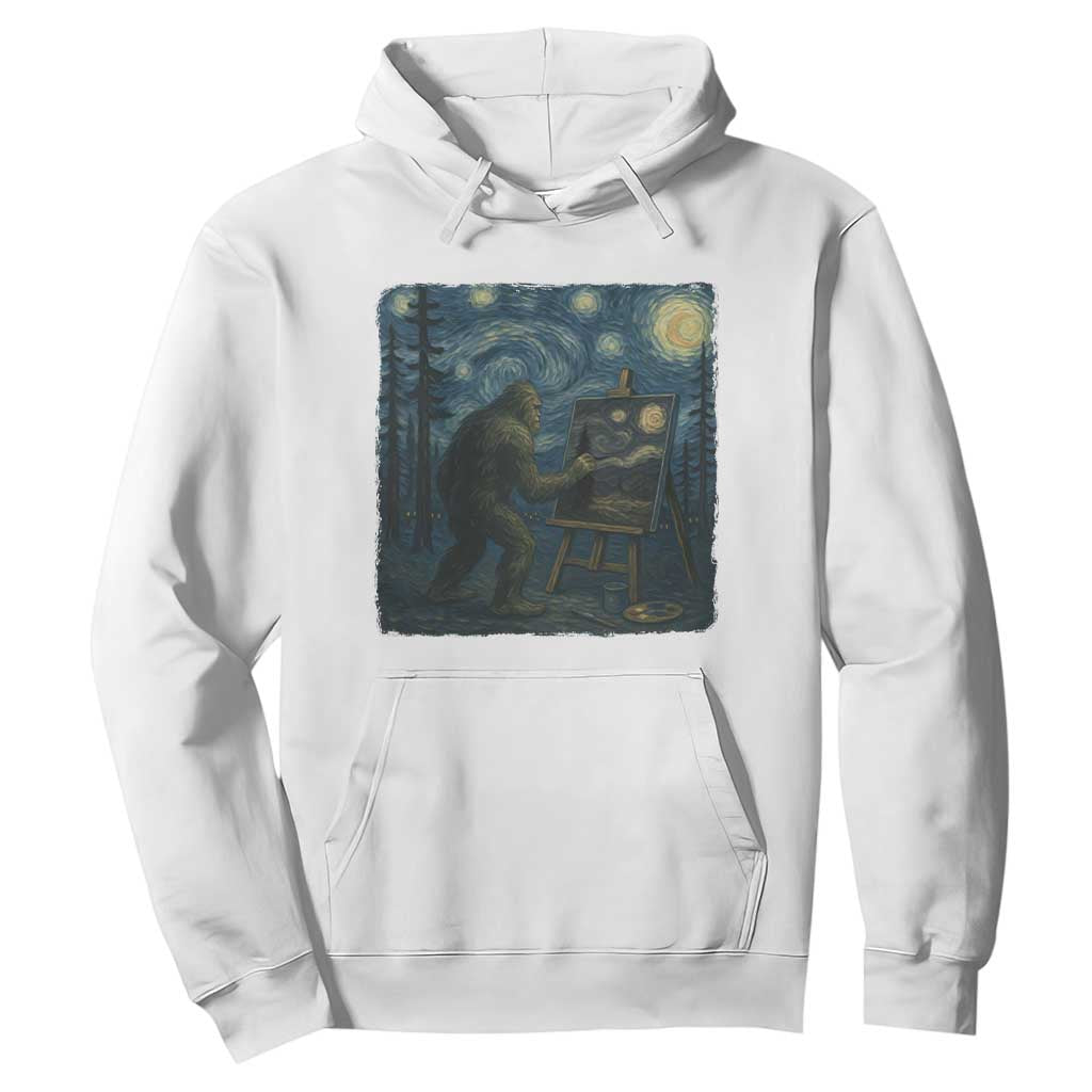 Funny Bigfoot Painting Starry Night Art Parody Gift Hoodie TS12 White Print Your Wear