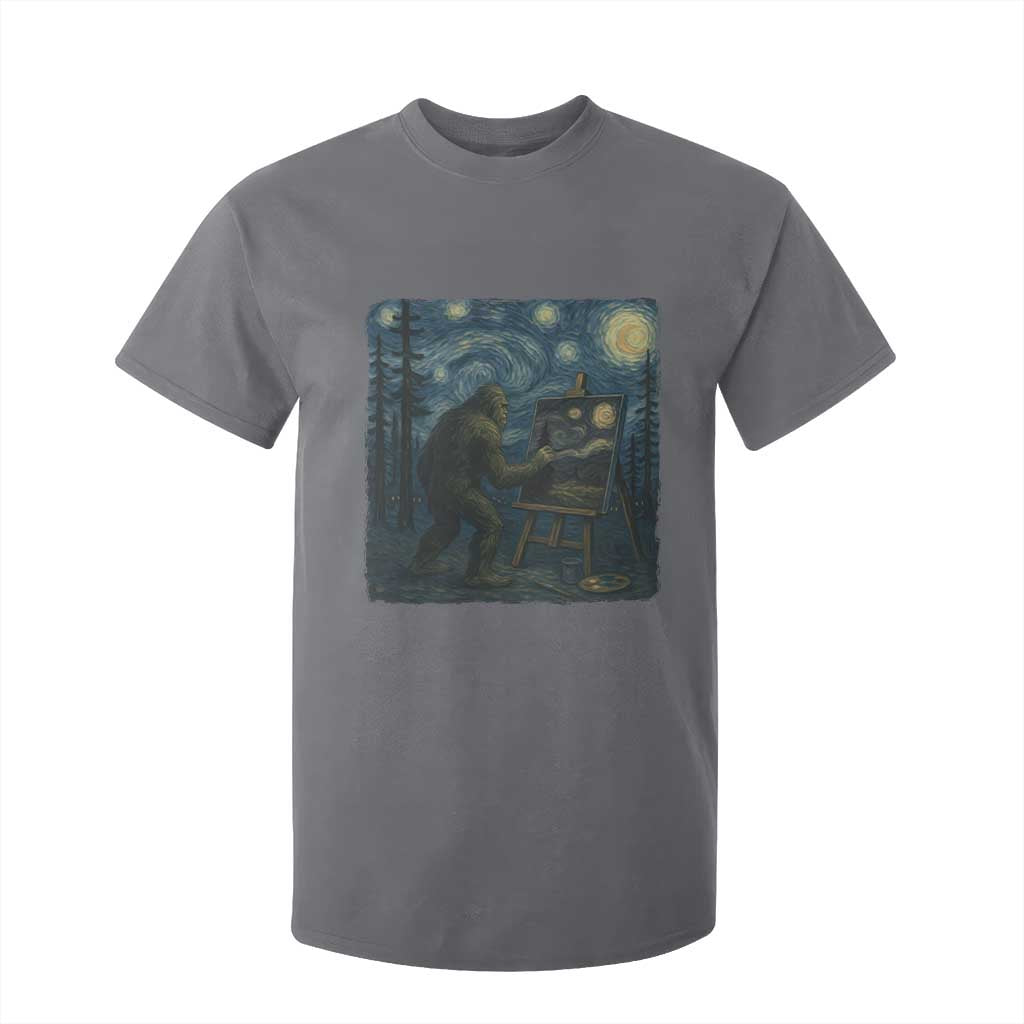 Funny Bigfoot Painting Starry Night Art Parody Gift T Shirt For Kid TS12 Charcoal Print Your Wear