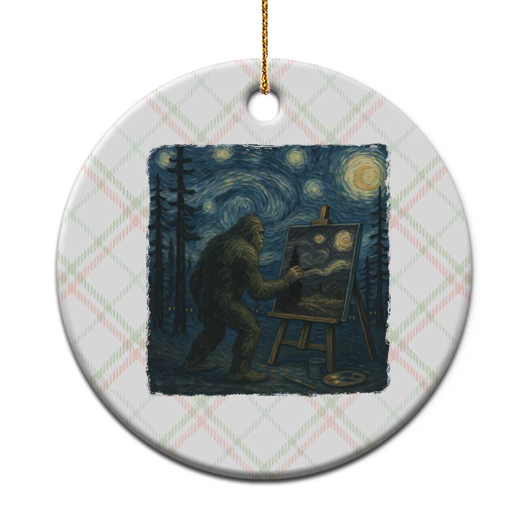 Funny Bigfoot Painting Starry Night Art Parody Gift Ceramic Ornament TS12 1pc Christmas Plaid Print Your Wear