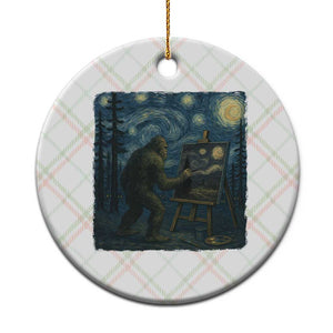 Funny Bigfoot Painting Starry Night Art Parody Gift Ceramic Ornament TS12 1pc Christmas Plaid Print Your Wear