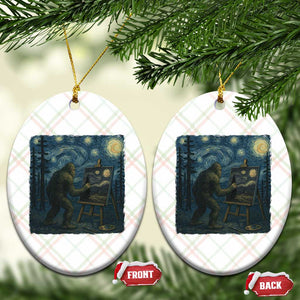 Funny Bigfoot Painting Starry Night Art Parody Gift Ceramic Ornament TS12 Print Your Wear
