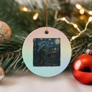 Funny Bigfoot Painting Starry Night Art Parody Gift Ceramic Ornament TS12 1pc Pastel Print Your Wear