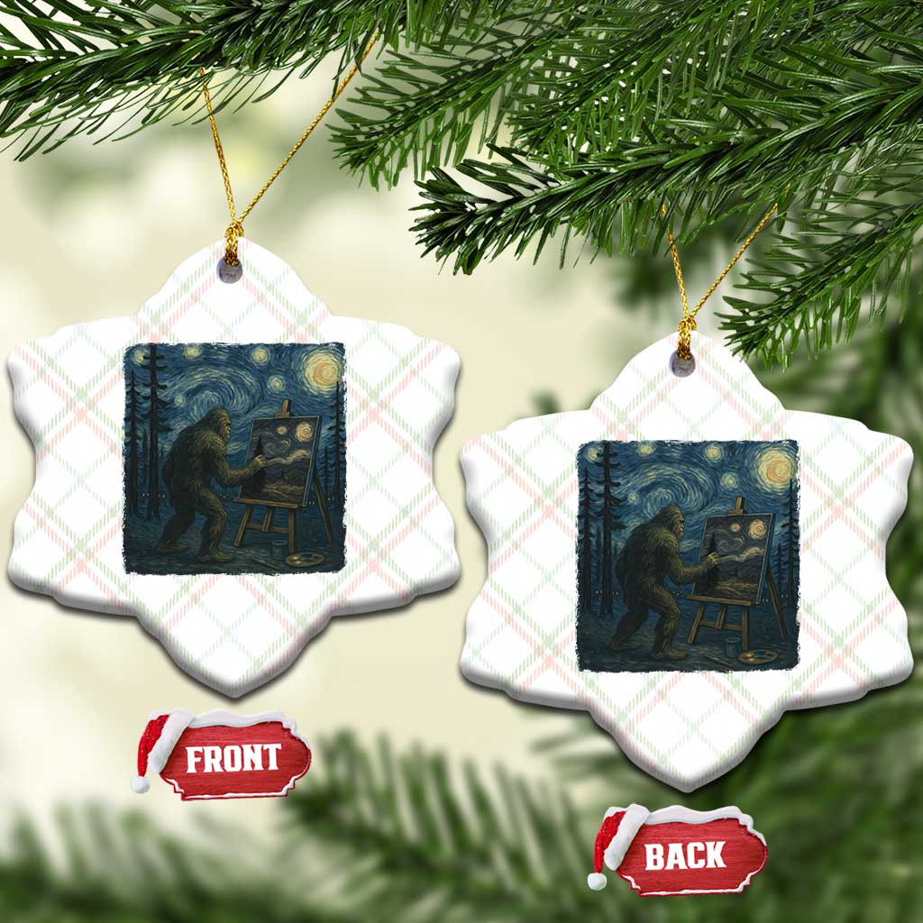 Funny Bigfoot Painting Starry Night Art Parody Gift Ceramic Ornament TS12 Print Your Wear