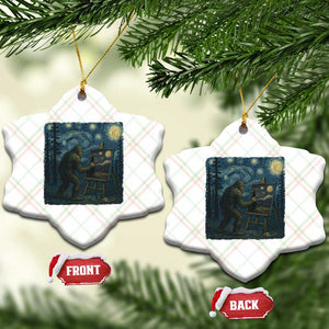 Funny Bigfoot Painting Starry Night Art Parody Gift Ceramic Ornament TS12 Print Your Wear