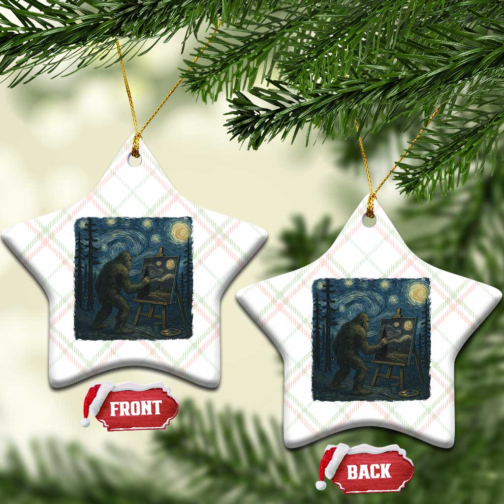 Funny Bigfoot Painting Starry Night Art Parody Gift Ceramic Ornament TS12 Print Your Wear