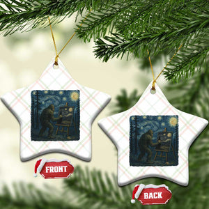 Funny Bigfoot Painting Starry Night Art Parody Gift Ceramic Ornament TS12 Print Your Wear