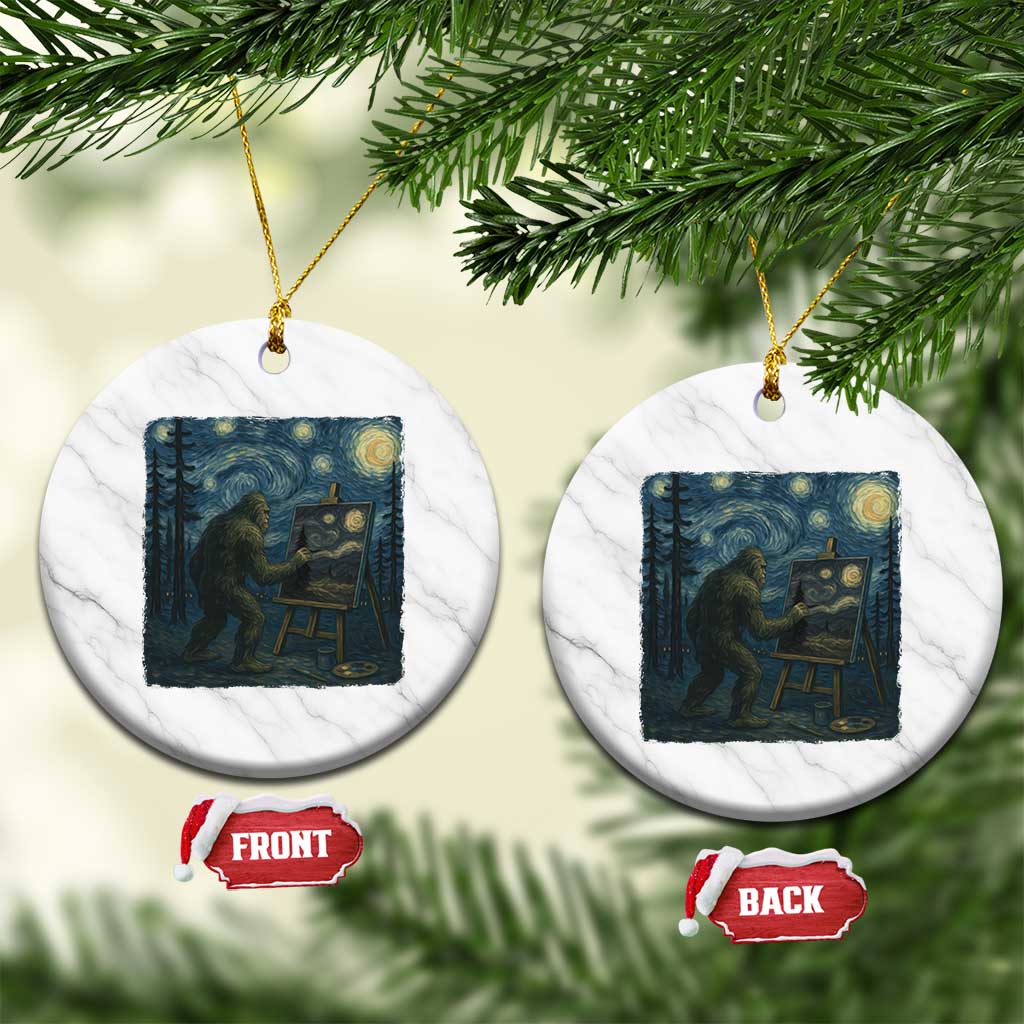 Funny Bigfoot Painting Starry Night Art Parody Gift Ceramic Ornament TS12 1pc White Marble Print Your Wear