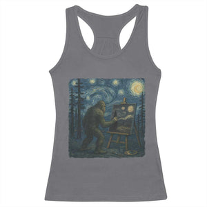 Funny Bigfoot Painting Starry Night Art Parody Gift Racerback Tank Top TS12 Charcoal Print Your Wear