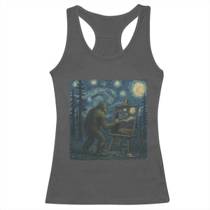 Funny Bigfoot Painting Starry Night Art Parody Gift Racerback Tank Top TS12 Dark Heather Print Your Wear