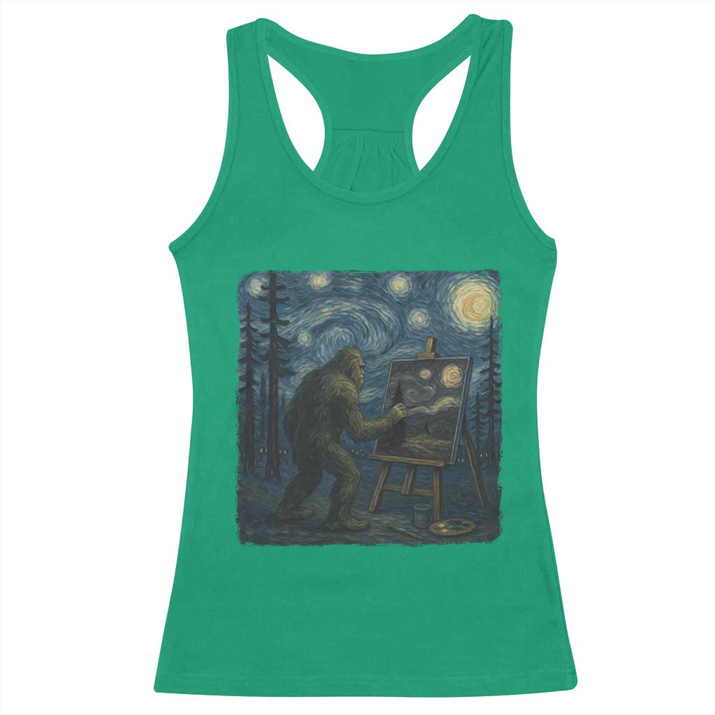 Funny Bigfoot Painting Starry Night Art Parody Gift Racerback Tank Top TS12 Irish Green Print Your Wear