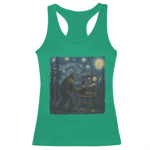Funny Bigfoot Painting Starry Night Art Parody Gift Racerback Tank Top TS12 Irish Green Print Your Wear