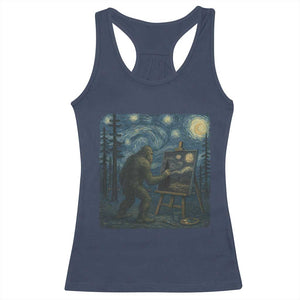 Funny Bigfoot Painting Starry Night Art Parody Gift Racerback Tank Top TS12 Navy Print Your Wear