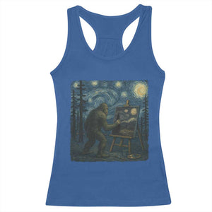Funny Bigfoot Painting Starry Night Art Parody Gift Racerback Tank Top TS12 Royal Blue Print Your Wear