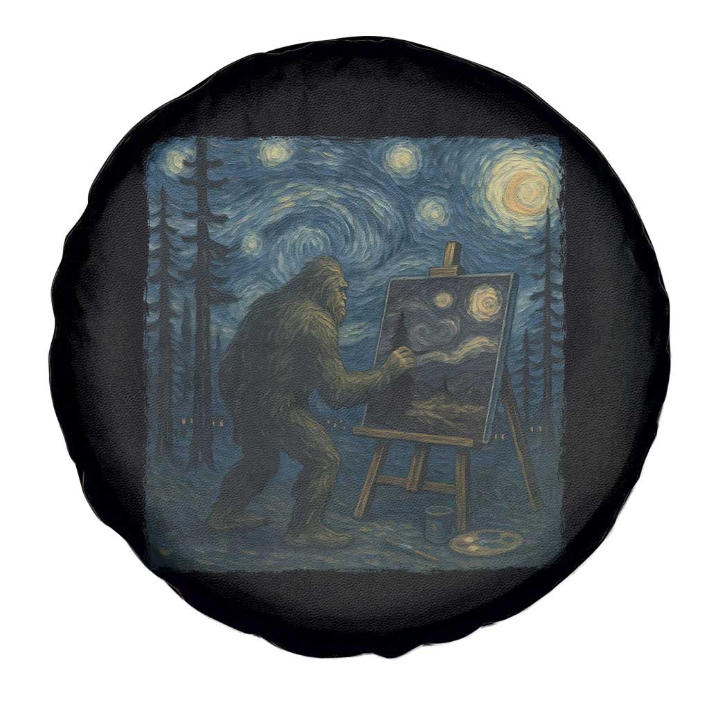 Funny Bigfoot Painting Starry Night Art Parody Gift Spare Tire Cover TS12 Print Your Wear