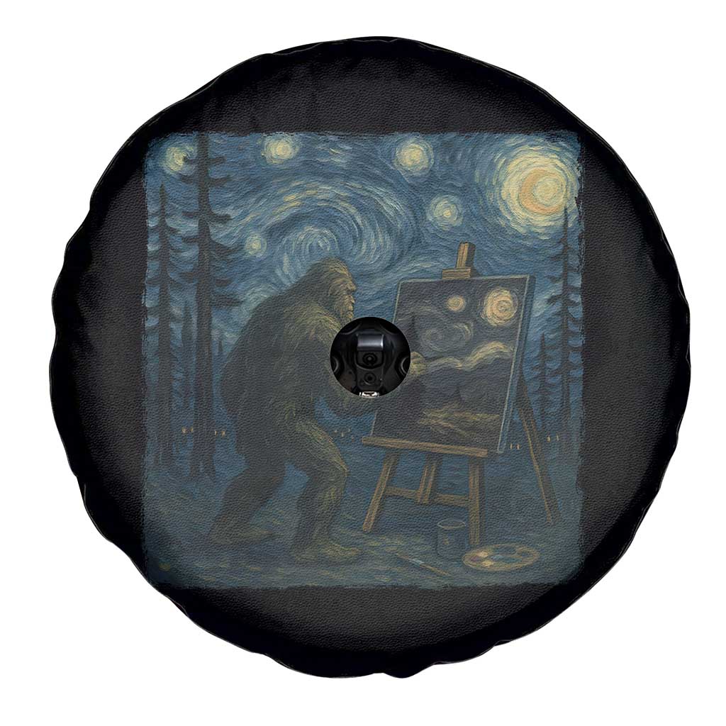 Funny Bigfoot Painting Starry Night Art Parody Gift Spare Tire Cover TS12 Print Your Wear