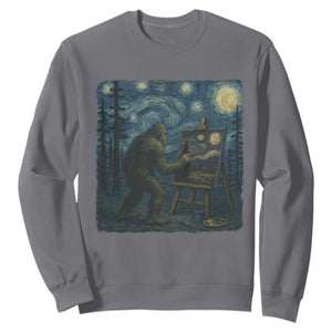 Funny Bigfoot Painting Starry Night Art Parody Gift Sweatshirt TS12 Charcoal Print Your Wear