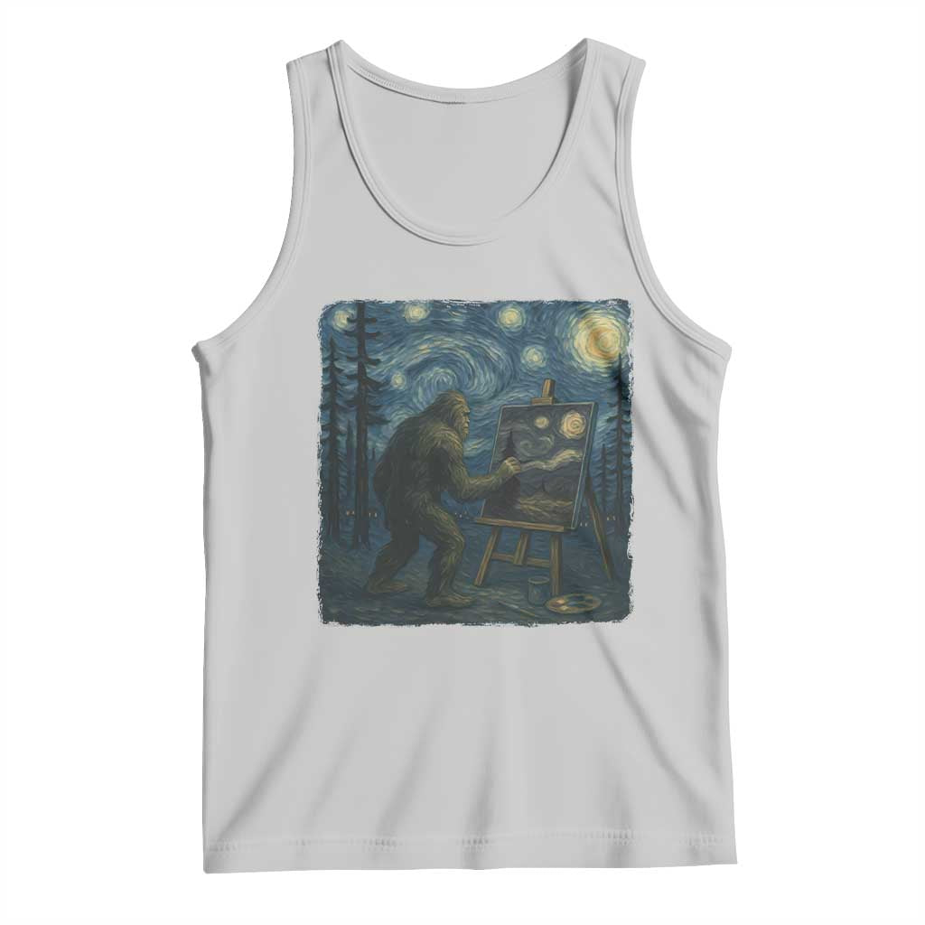 Funny Bigfoot Painting Starry Night Art Parody Gift Tank Top TS12 Ash Print Your Wear