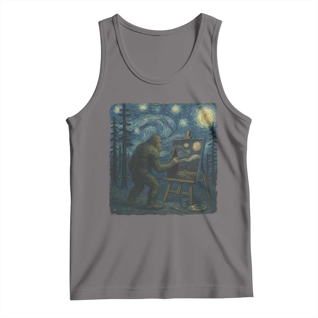 Funny Bigfoot Painting Starry Night Art Parody Gift Tank Top TS12 Deep Heather Print Your Wear