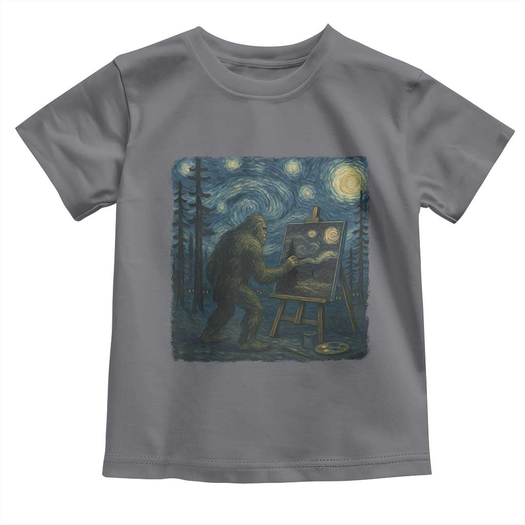 Funny Bigfoot Painting Starry Night Art Parody Gift Toddler T Shirt TS12 Charcoal Print Your Wear
