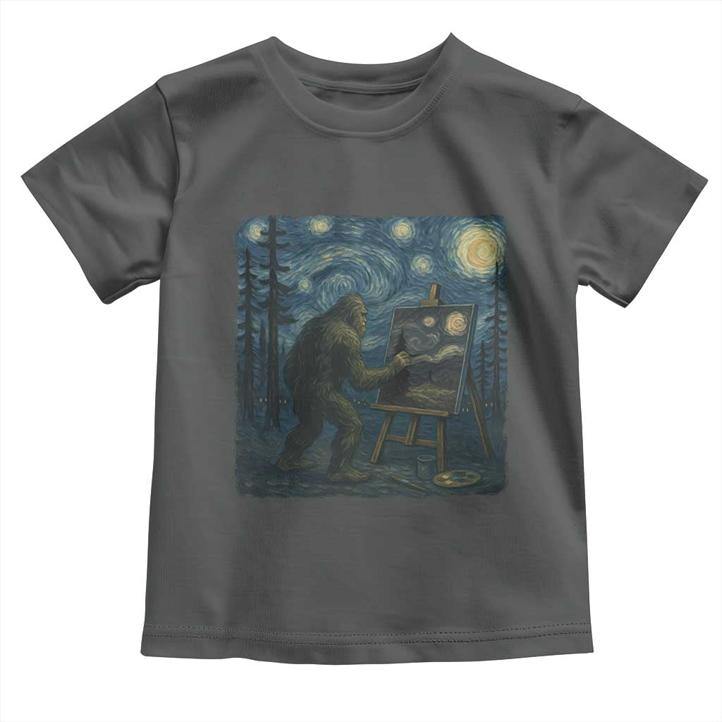 Funny Bigfoot Painting Starry Night Art Parody Gift Toddler T Shirt TS12 Dark Heather Print Your Wear