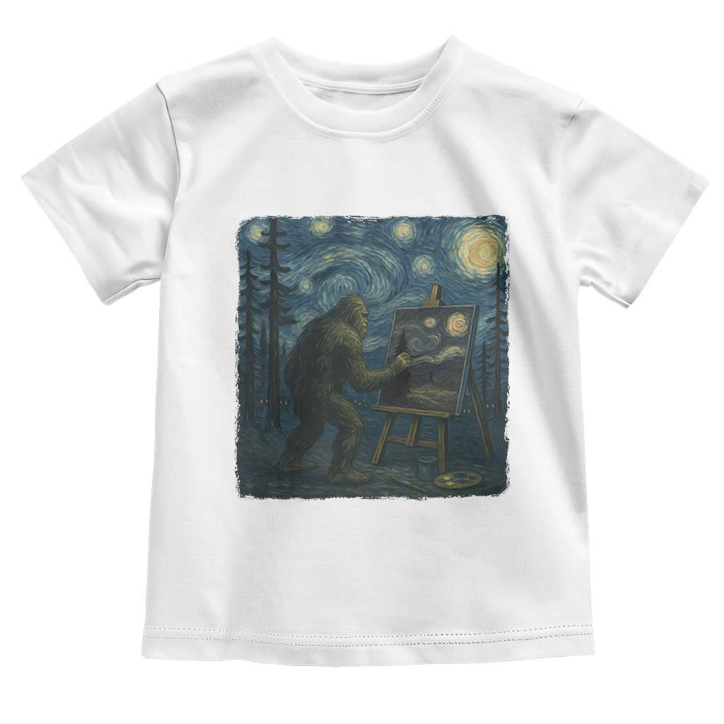 Funny Bigfoot Painting Starry Night Art Parody Gift Toddler T Shirt TS12 White Print Your Wear