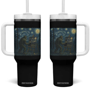 Funny Bigfoot Painting Starry Night Art Parody Gift Tumbler With Handle TS12 One Size: 40 oz Black Print Your Wear