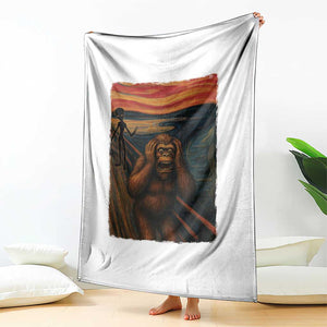 Funny Bigfoot And Alien Throw Blanket Parody The Scream Art Meme Gift TS12 Print Your Wear