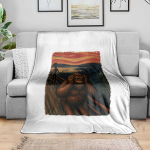 Funny Bigfoot And Alien Throw Blanket Parody The Scream Art Meme Gift TS12 Print Your Wear