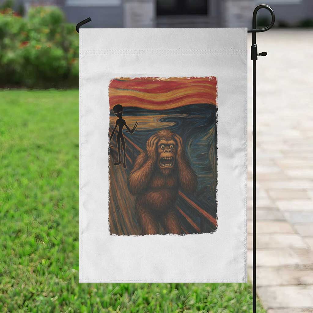 Funny Bigfoot And Alien Garden Flag Parody The Scream Art Meme Gift TS12 Print Your Wear