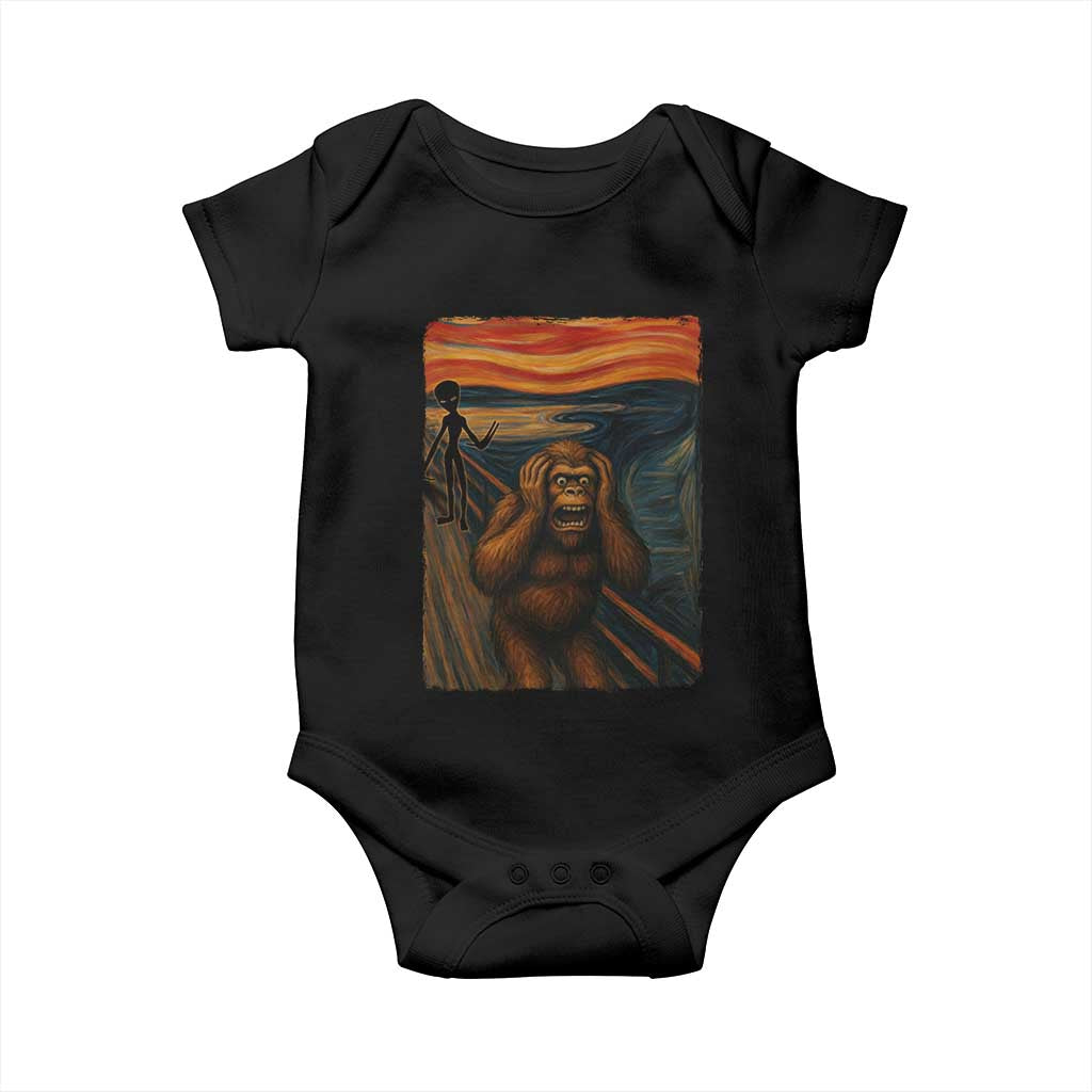 Funny Bigfoot And Alien Baby Onesie Parody The Scream Art Meme Gift TS12 Black Print Your Wear