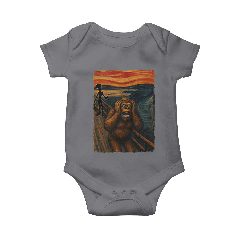 Funny Bigfoot And Alien Baby Onesie Parody The Scream Art Meme Gift TS12 Charcoal Print Your Wear