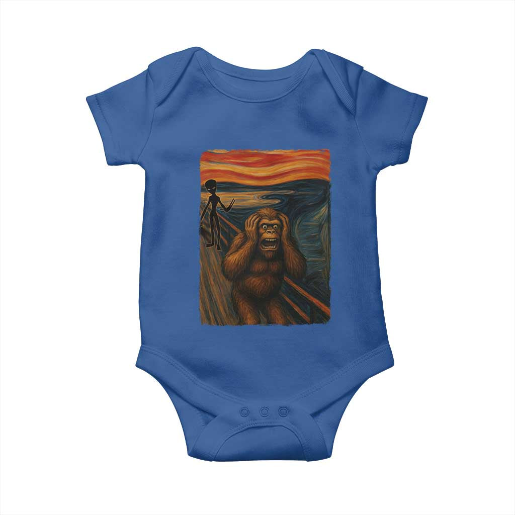 Funny Bigfoot And Alien Baby Onesie Parody The Scream Art Meme Gift TS12 Royal Blue Print Your Wear