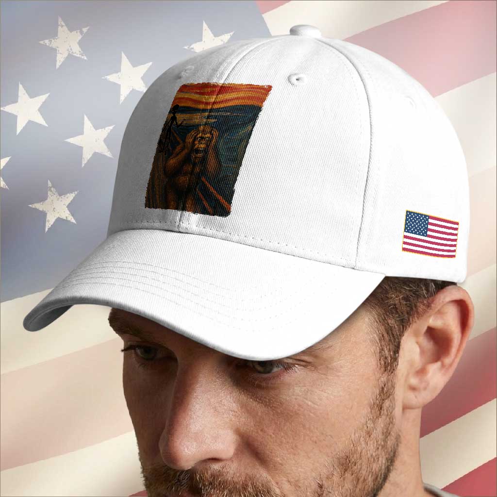 Funny Bigfoot And Alien Baseball Cap Parody The Scream Art Meme Gift TS12 Print Your Wear