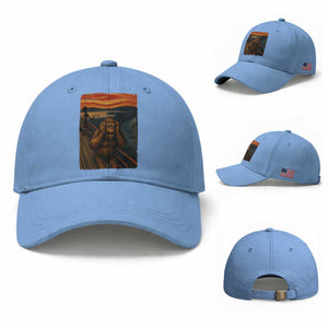 Funny Bigfoot And Alien Baseball Cap Parody The Scream Art Meme Gift TS12 Baseball Cap Universal Fit Light Blue Print Your Wear